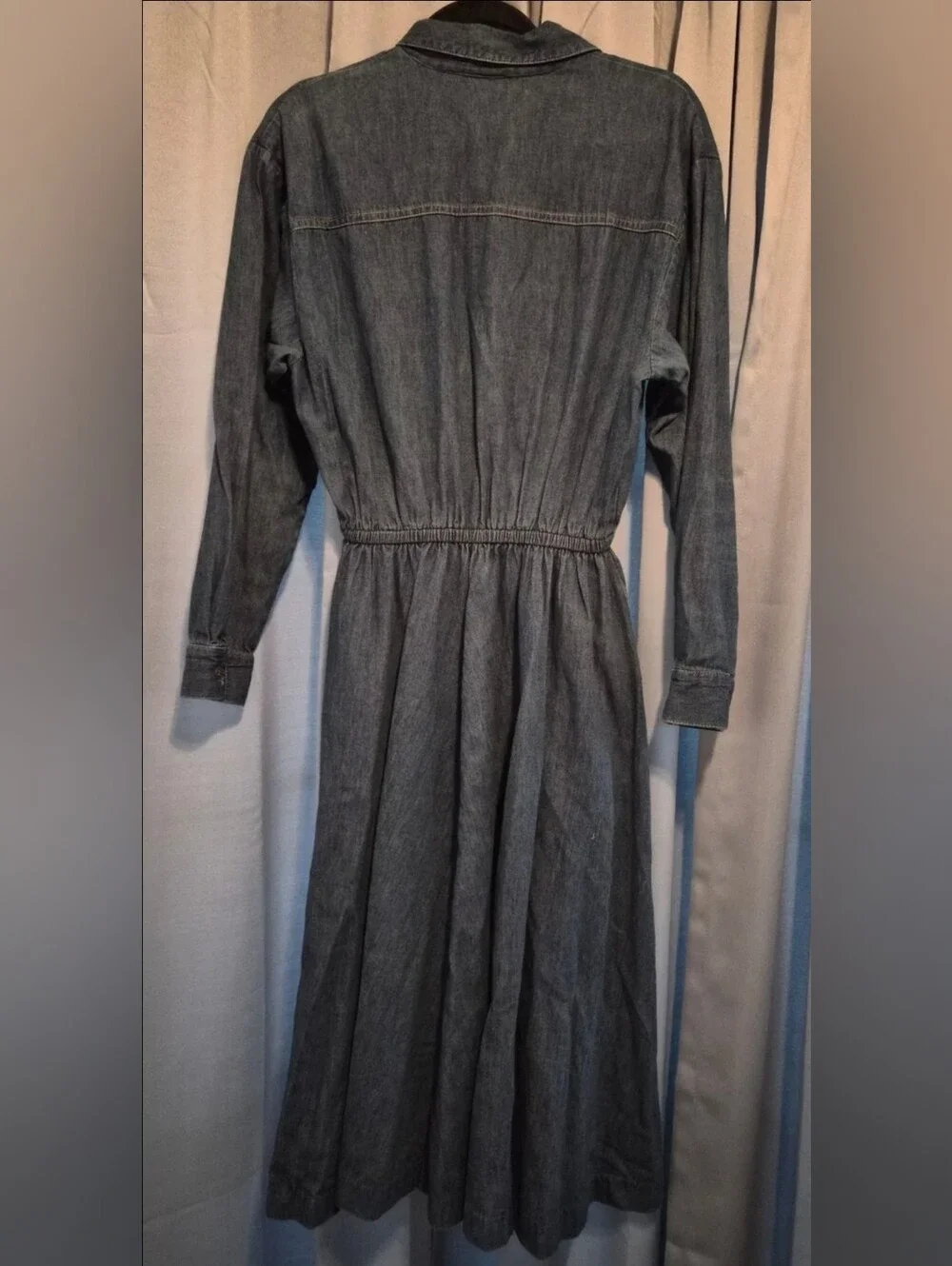 Vintage Gotcha Covered Cottagecore Denim Maxi Dress Pockets Made in the USA
